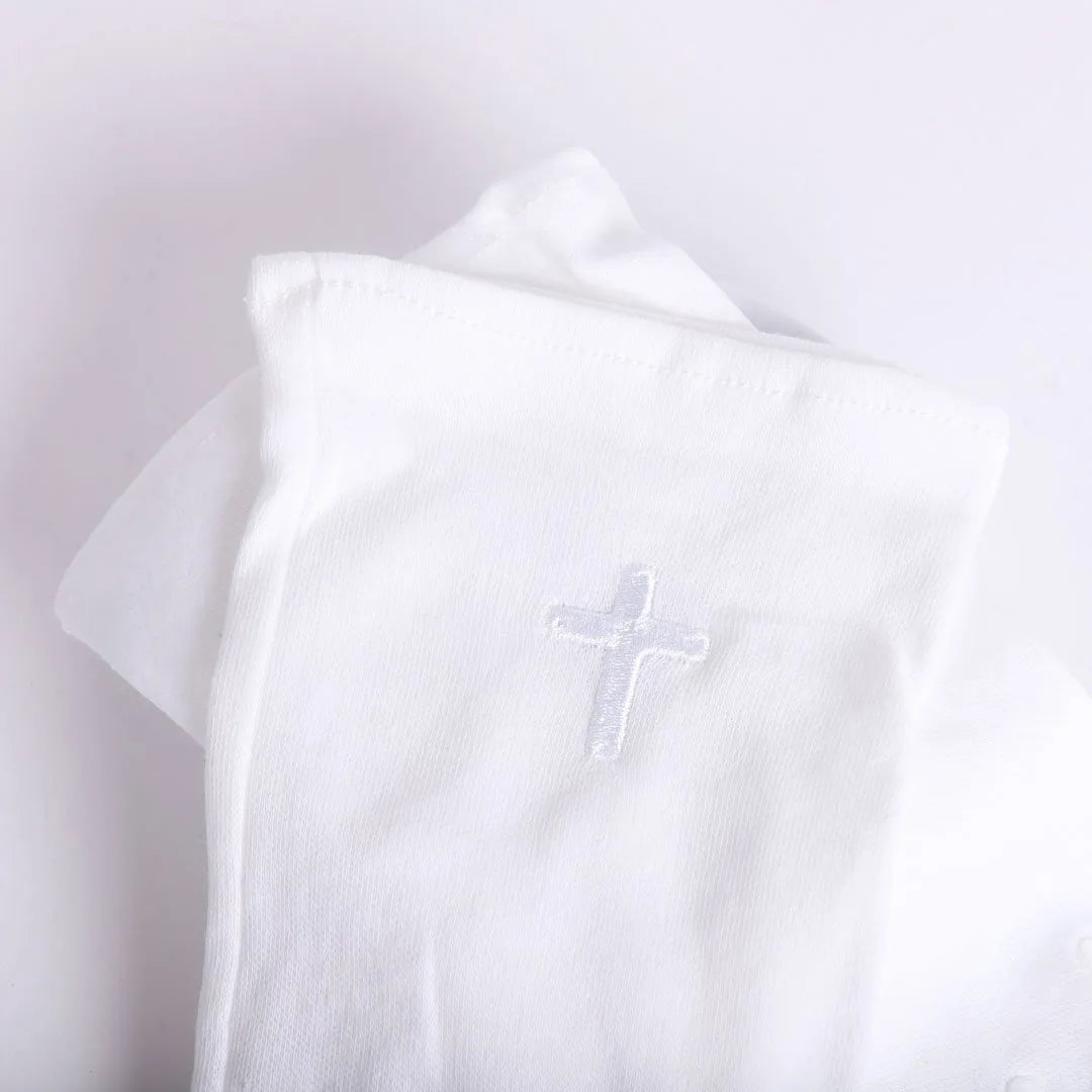 GLOVE WHITE W/ WHITE CROSS M