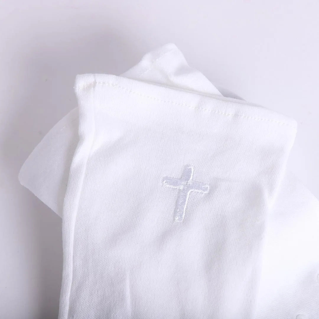 GLOVE WHITE W/ WHITE CROSS L