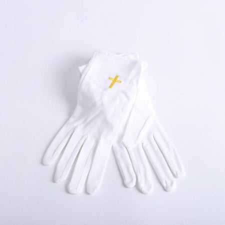 GLOVE WHITE W/GOLD CROSS XL