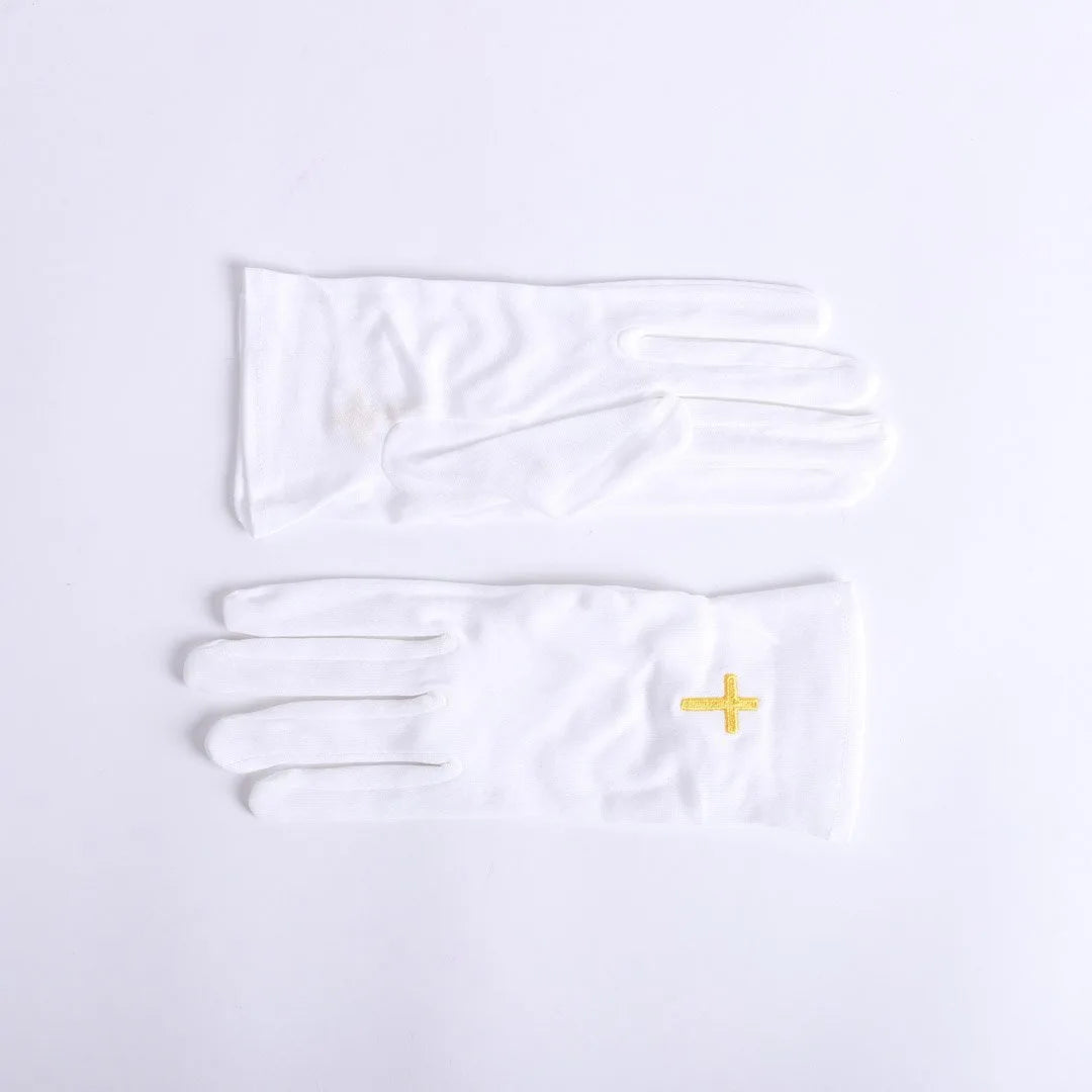 GLOVE WHITE W/GOLD CROSS XL