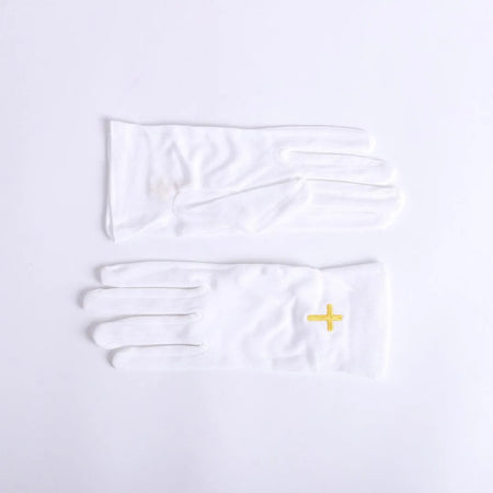 GLOVE WHITE W/GOLD CROSS XL
