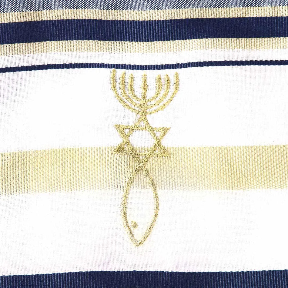 Prayer Shawl – Gold and Navy – Traditional Messianic with Tallit