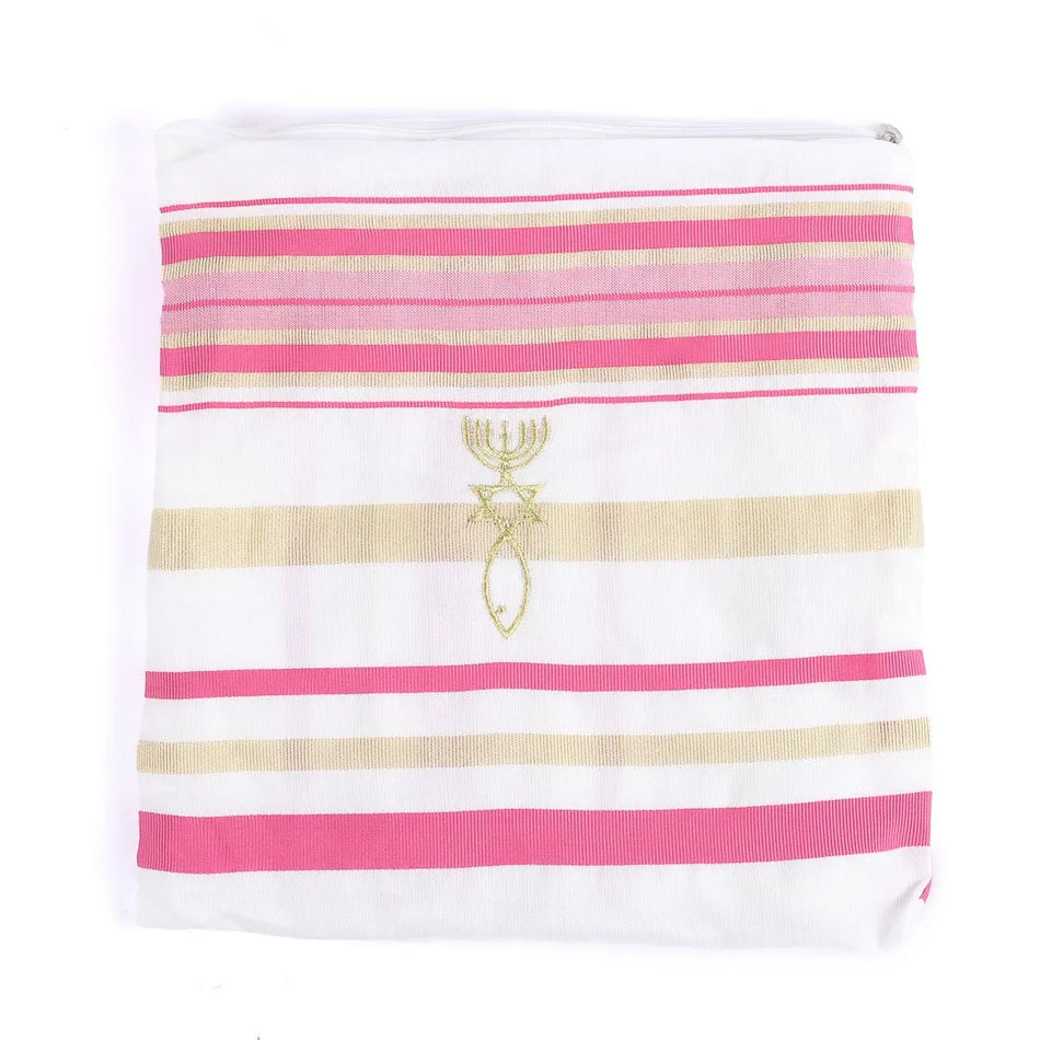 Prayer Shawl – Gold and Pink – Traditional Messianic with Tallit
