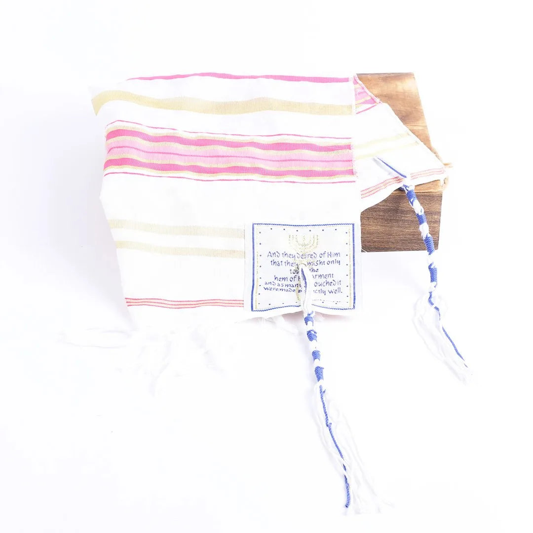 Prayer Shawl - Gold and Pink - Traditional Messianic with Tallit by Swanson Christian Products, product view 6