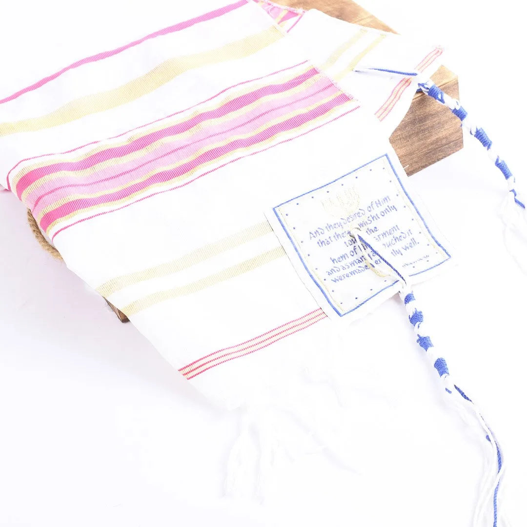 Prayer Shawl - Gold and Pink - Traditional Messianic with Tallit by Swanson Christian Products, product view 5