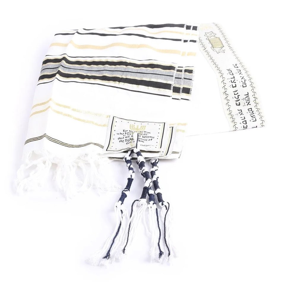 Prayer Shawl – Gold and Black – Traditional Messianic with Tallit – 72″ X 22″