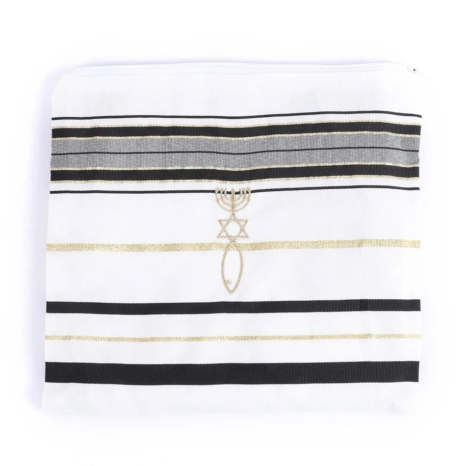 Prayer Shawl – Gold and Black – Traditional Messianic with Tallit – 72″ X 22″