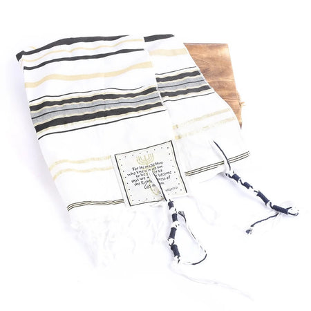 Prayer Shawl - Gold and Black - Traditional Messianic with Tallit - 72 inch X 22 inch, product view 6