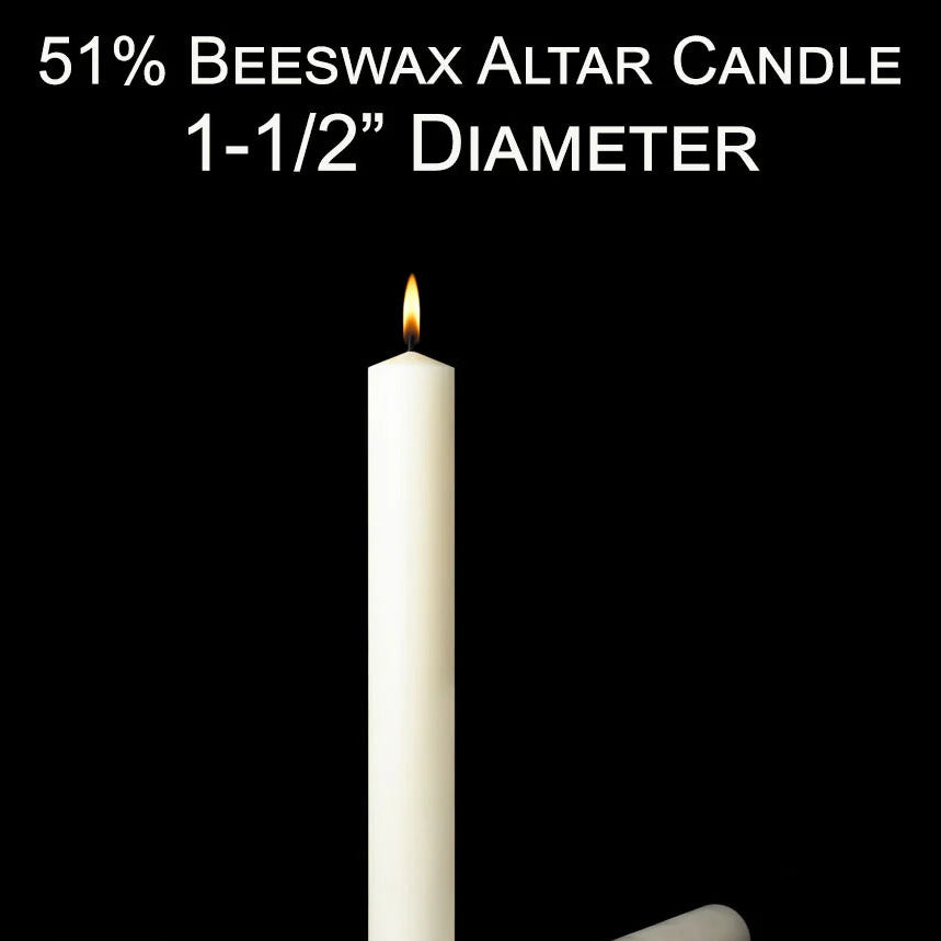 Emkay 51% Beeswax Altar Candles | 17 x 1-1/2 Inches | Plain End | Box of 4