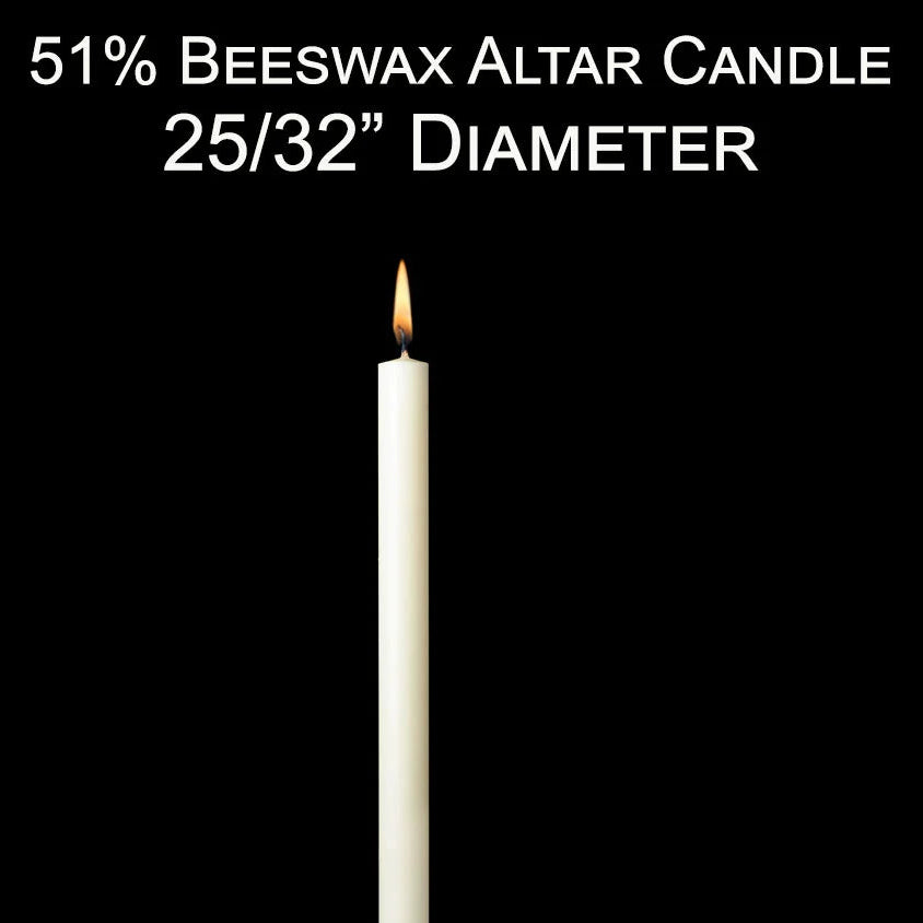 Emkay 51% Beeswax Altar Candles | 16-1/2 x 25/32 Inches | Self-Fitting | Box of 24
