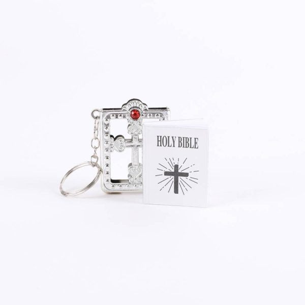 Bible Keychain – Ornate Silver – Pack 6