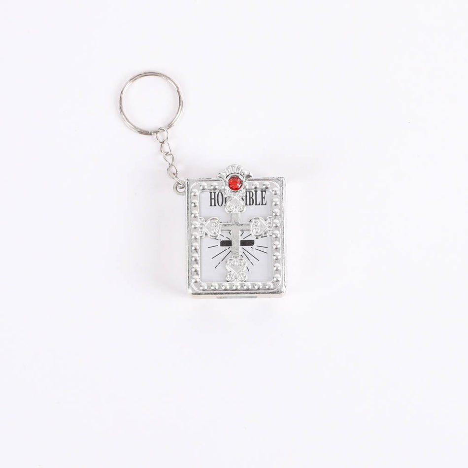 Bible Keychain – Ornate Silver – Pack 6