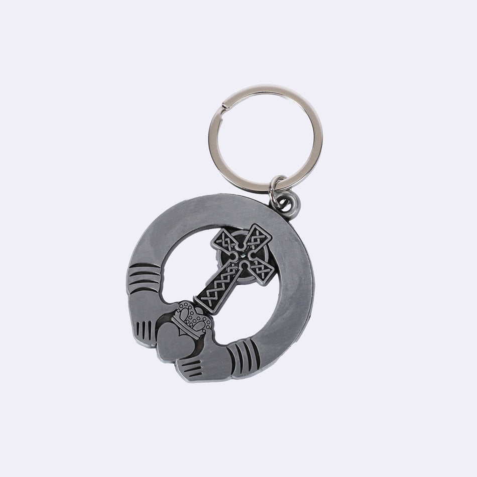 Keychain Claddagh with Cross and Stone PK4