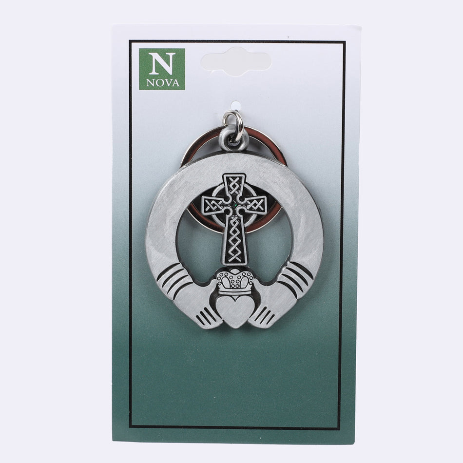 Keychain Claddagh with Cross and Stone PK4