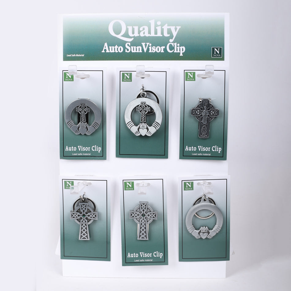 Visor Clip & Keychain Celtic Display Assortment Pk24