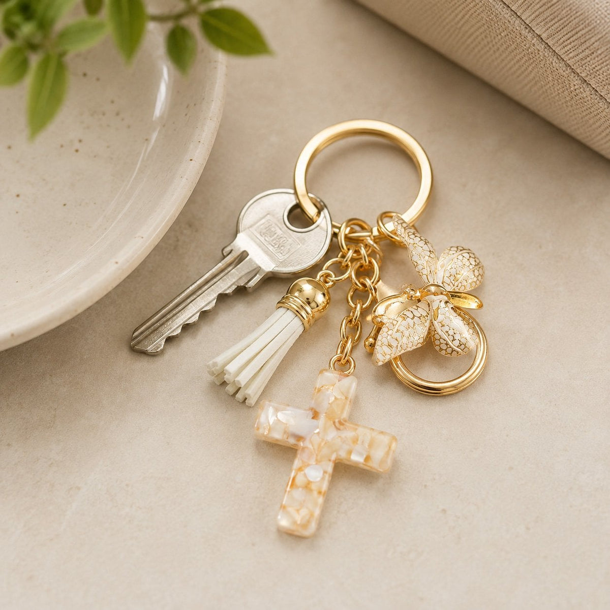 Cross with Butterfly Keychain - Pack of 3 by Swanson Christian Products, product view 3