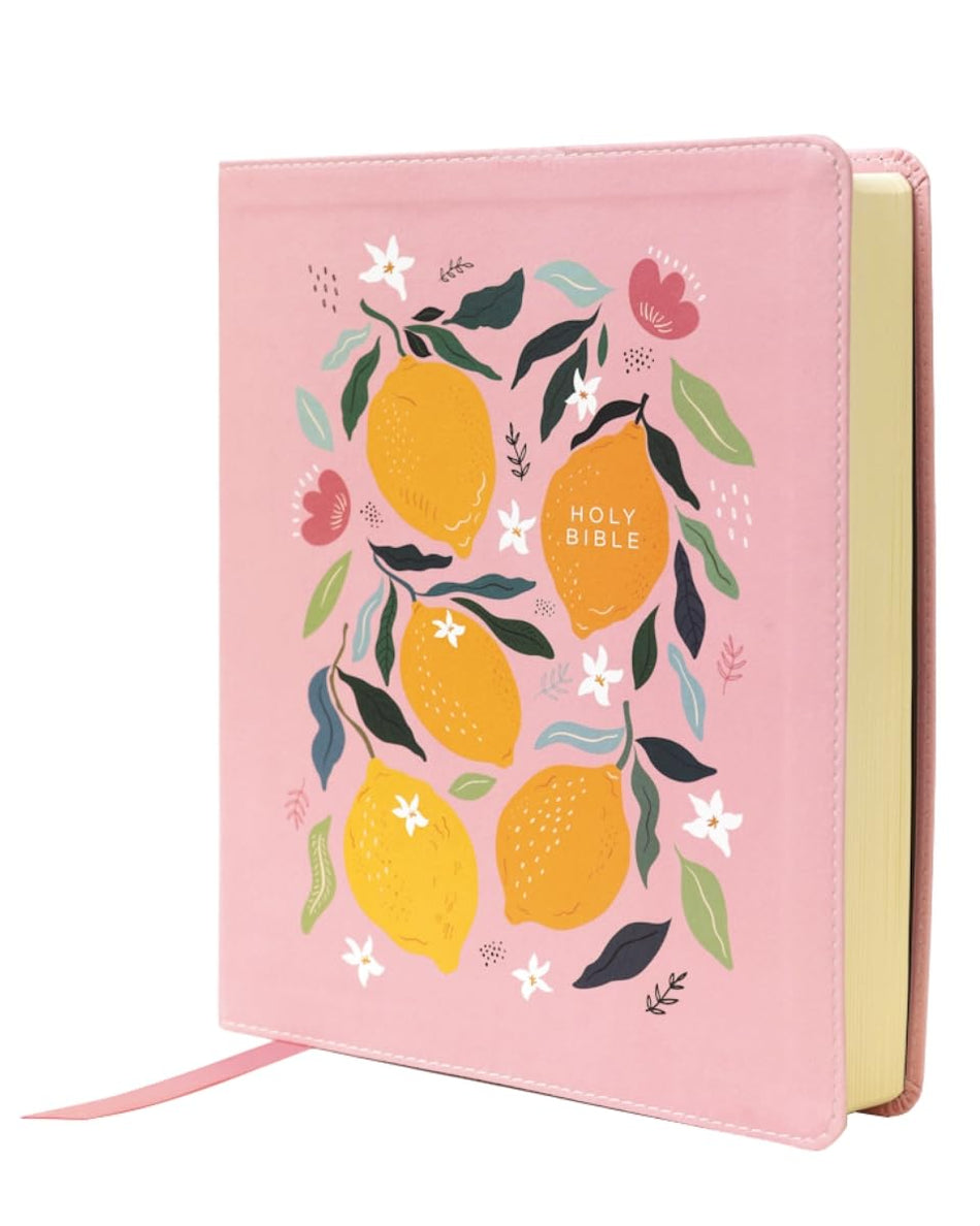 NIV, Journal the Word Bible (Perfect for Note-Taking), Double-Column, Cloth over Board, Navy Floral, Red, product view 2