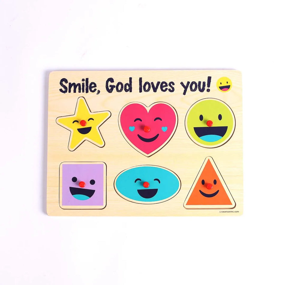 Puzzle Wood Peg Smile God Loves You