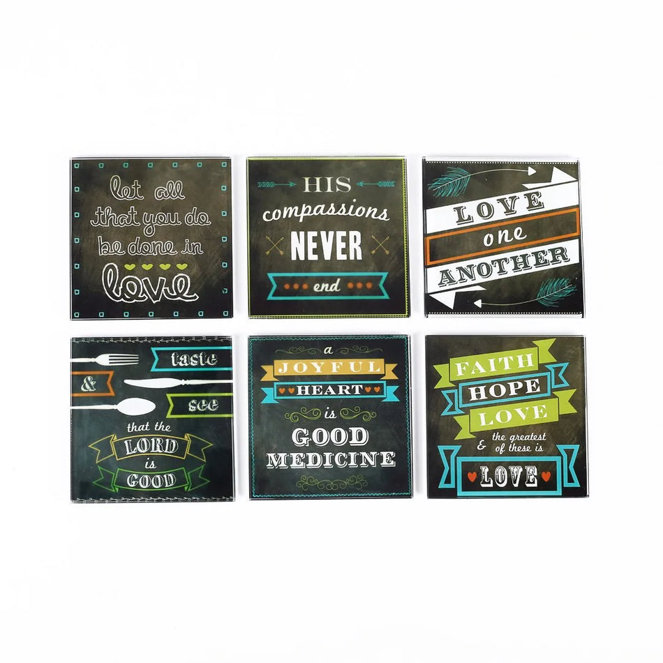 Glass Coasters Chalk Art 6 Ct