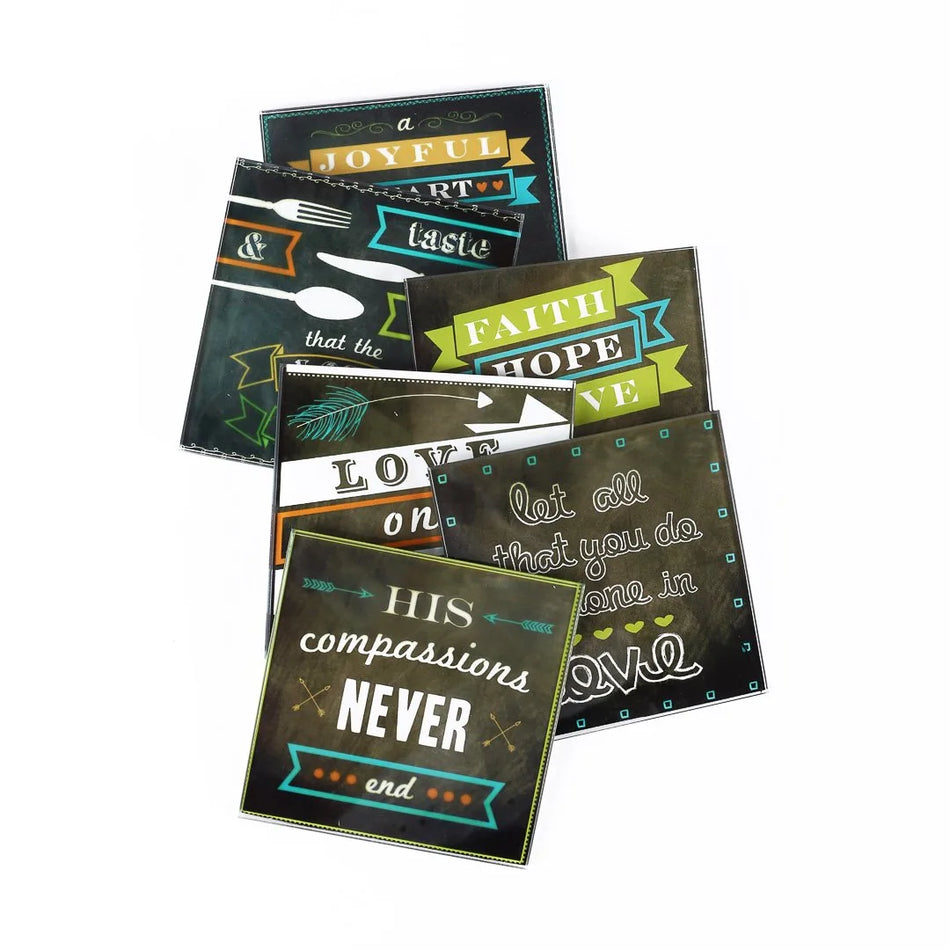 Glass Coasters Chalk Art 6 Ct