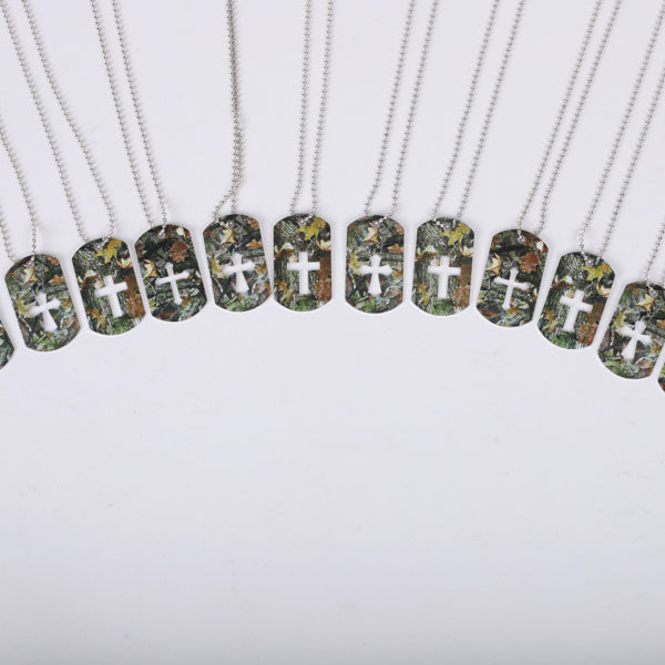 Necklace Dog Tag Camouflage Pk12