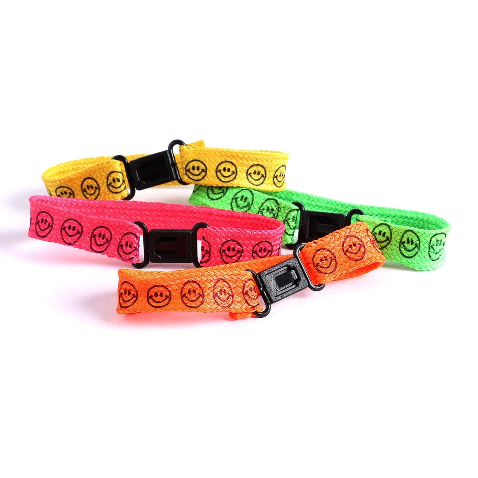 Bracelet Woven Smile Face Assorted Bright Colors Pk12