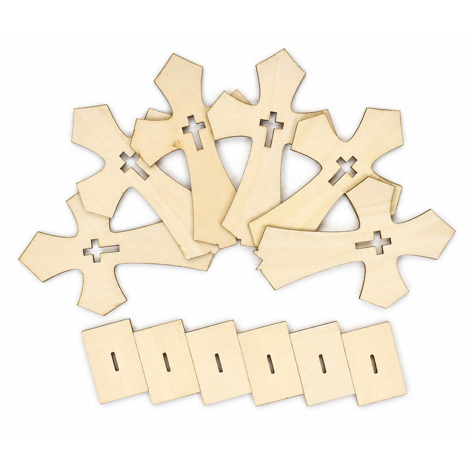 Flared Cross Craft Pieces - Pack of 6 by Swanson Christian Products, product view 2