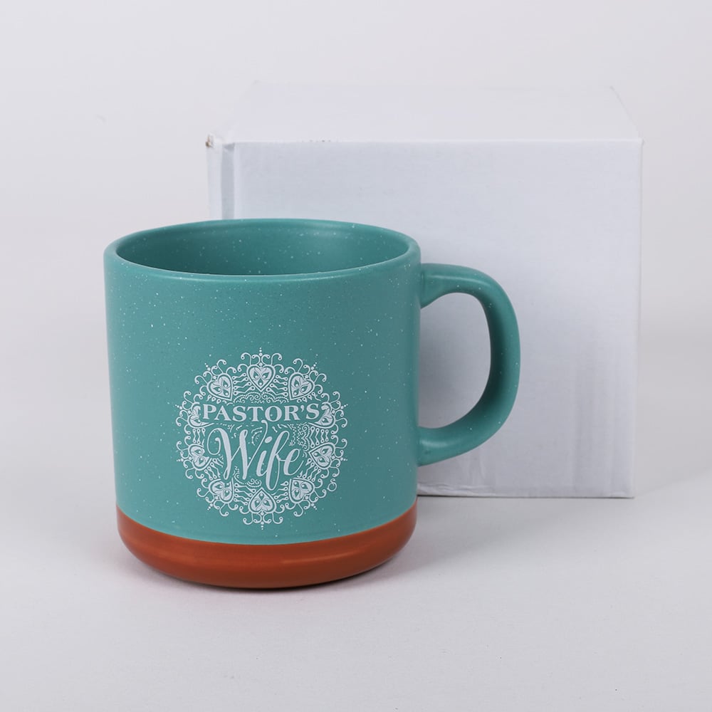 Mug Pastor's Wife 13 oz Light Aqua by Swanson Christian Products, product view 5