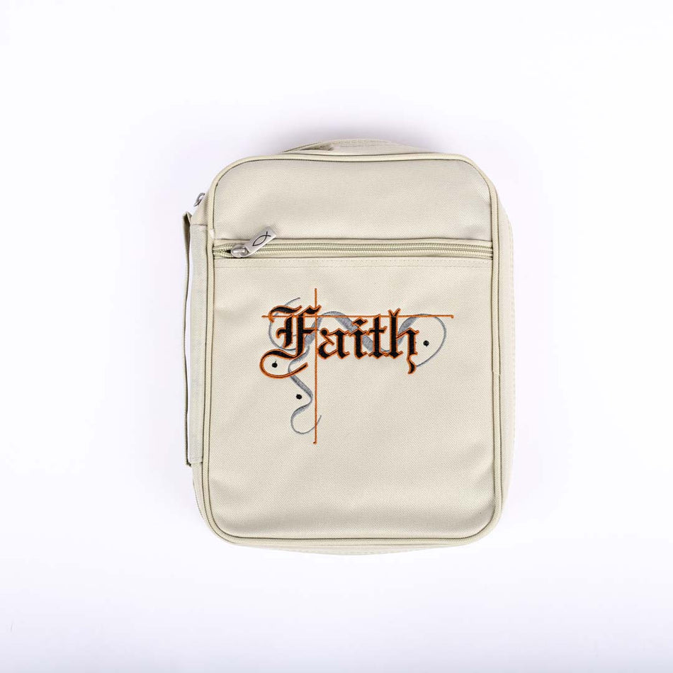 Canvas Bible Cover Faith | Durable Zippered Bible Case | Sizes M & XL