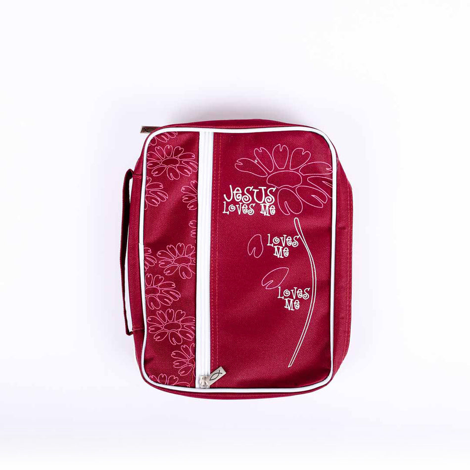 Canvas Bible Cover Jesus Loves | Durable Zippered Bible Case | Sizes M & XL