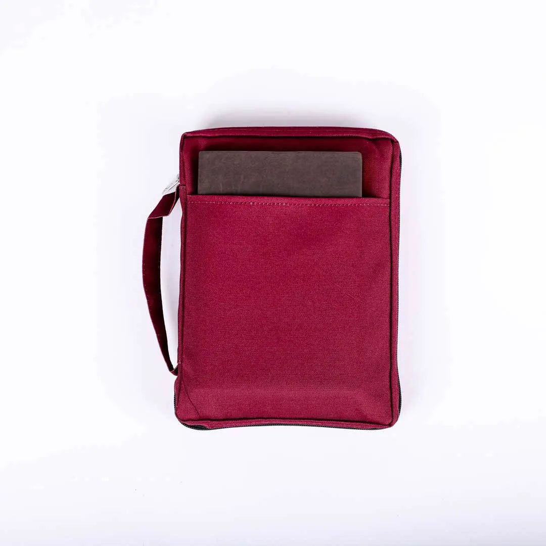 BIBLE COVER CANVAS BURGUNDY PLAIN L