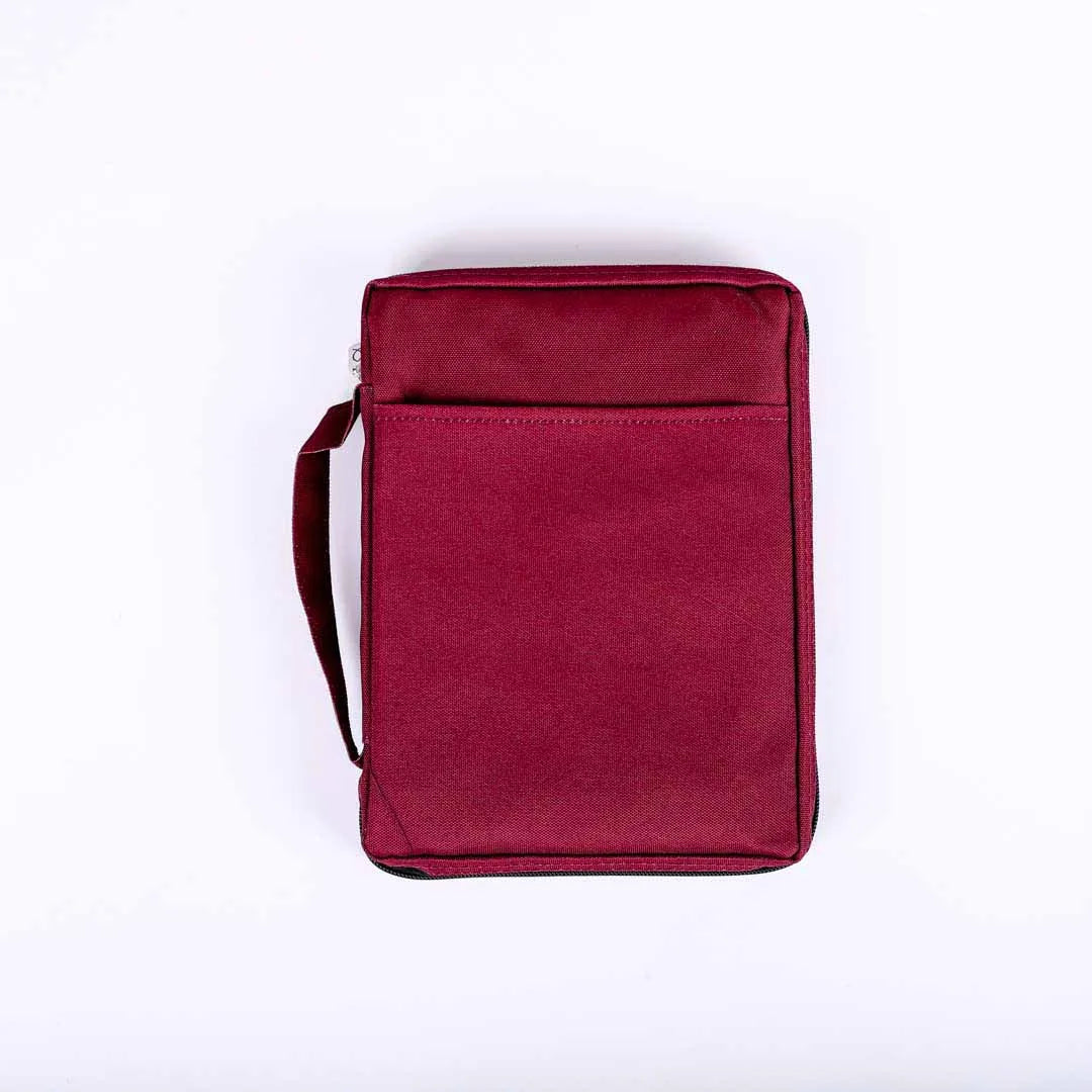 BIBLE COVER CANVAS BURGUNDY PLAIN L