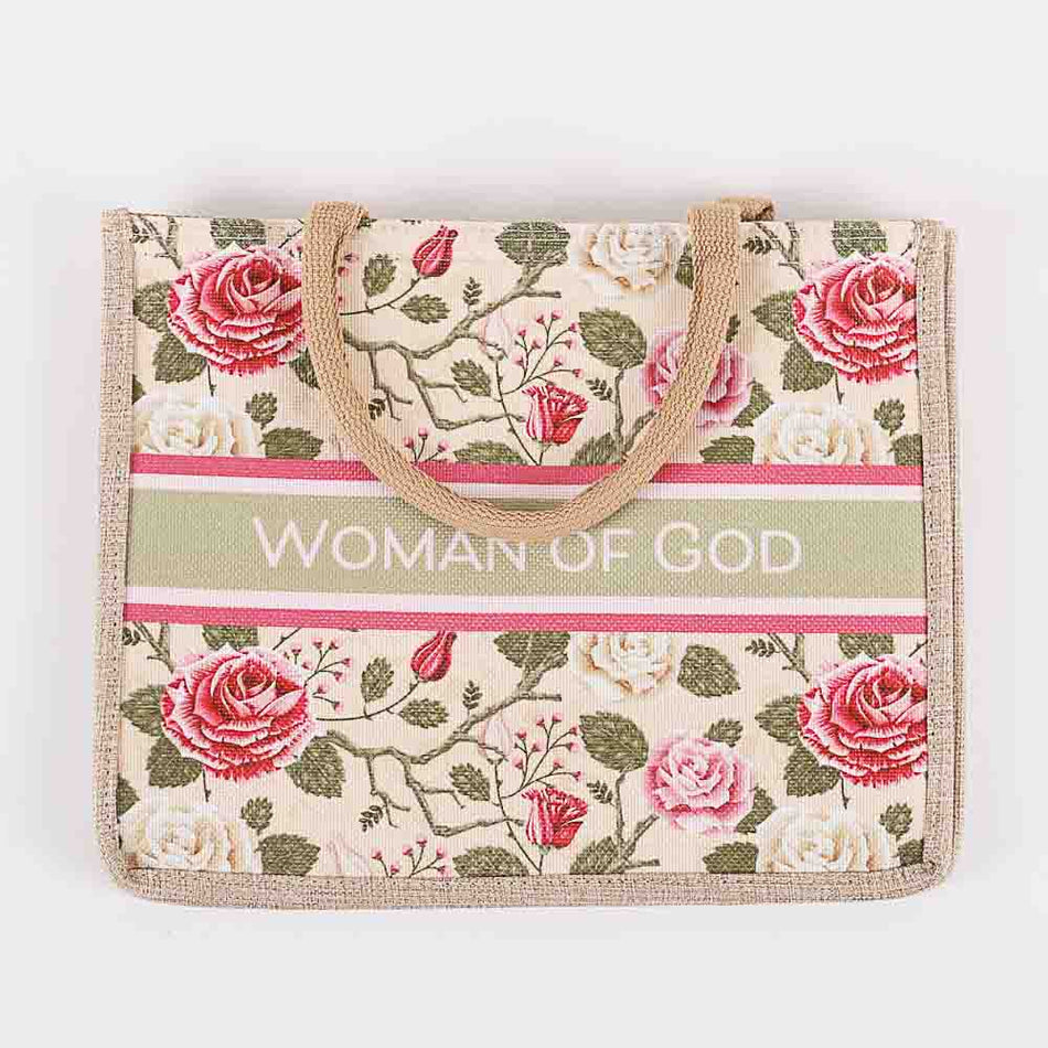 Woven Canvas Tote – Woman of God – Floral