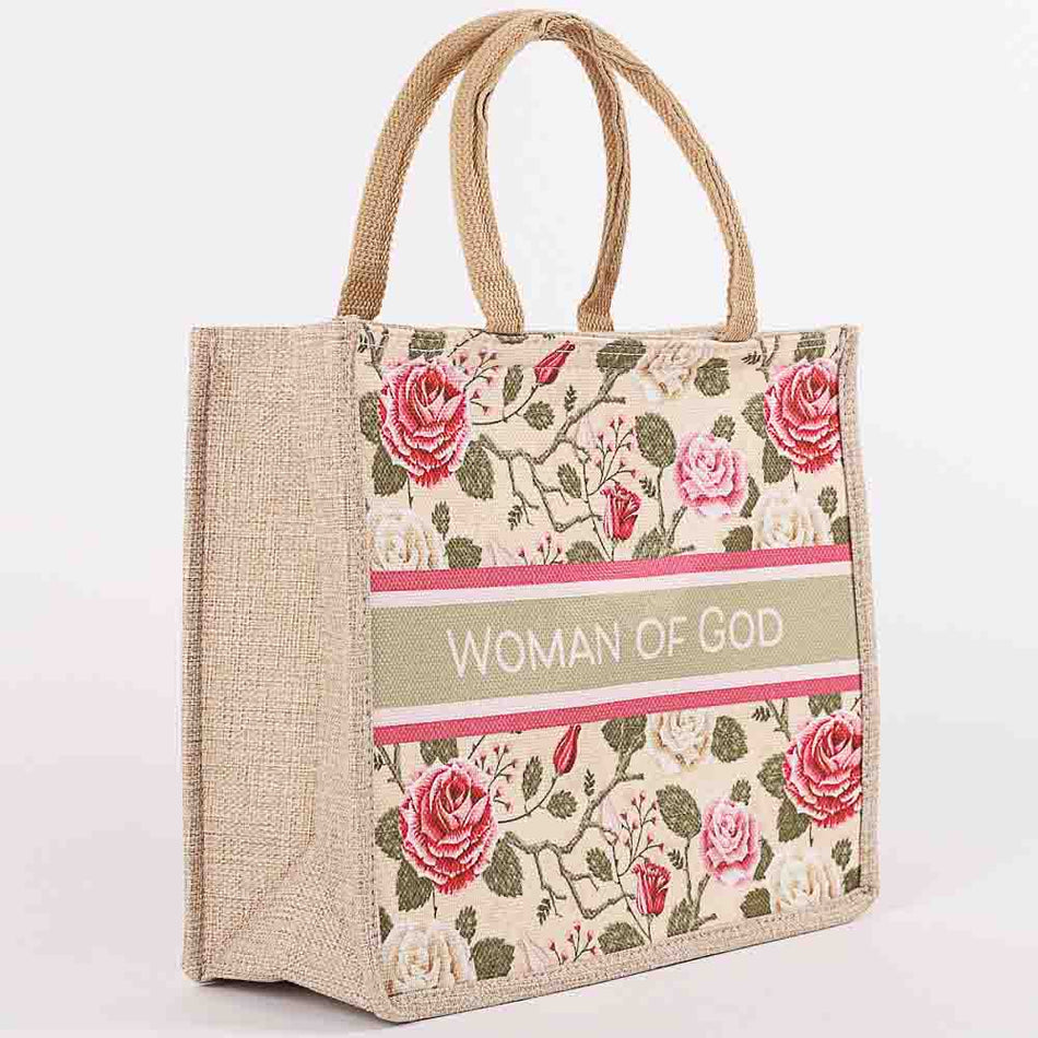 Woven Canvas Tote – Woman of God – Floral