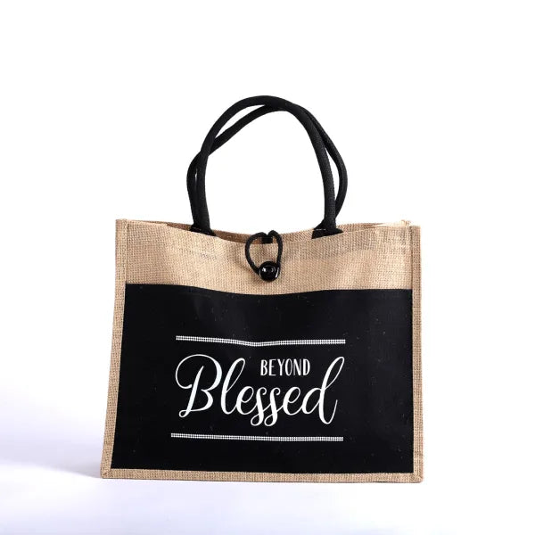 Jute Tote Bag – Blessed