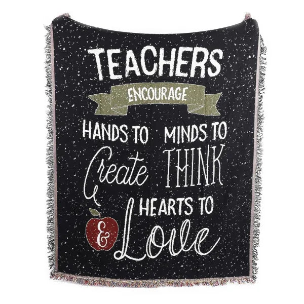 Tapestry Throw - Teachers Encourage Hands, Minds & Hearts 52×60