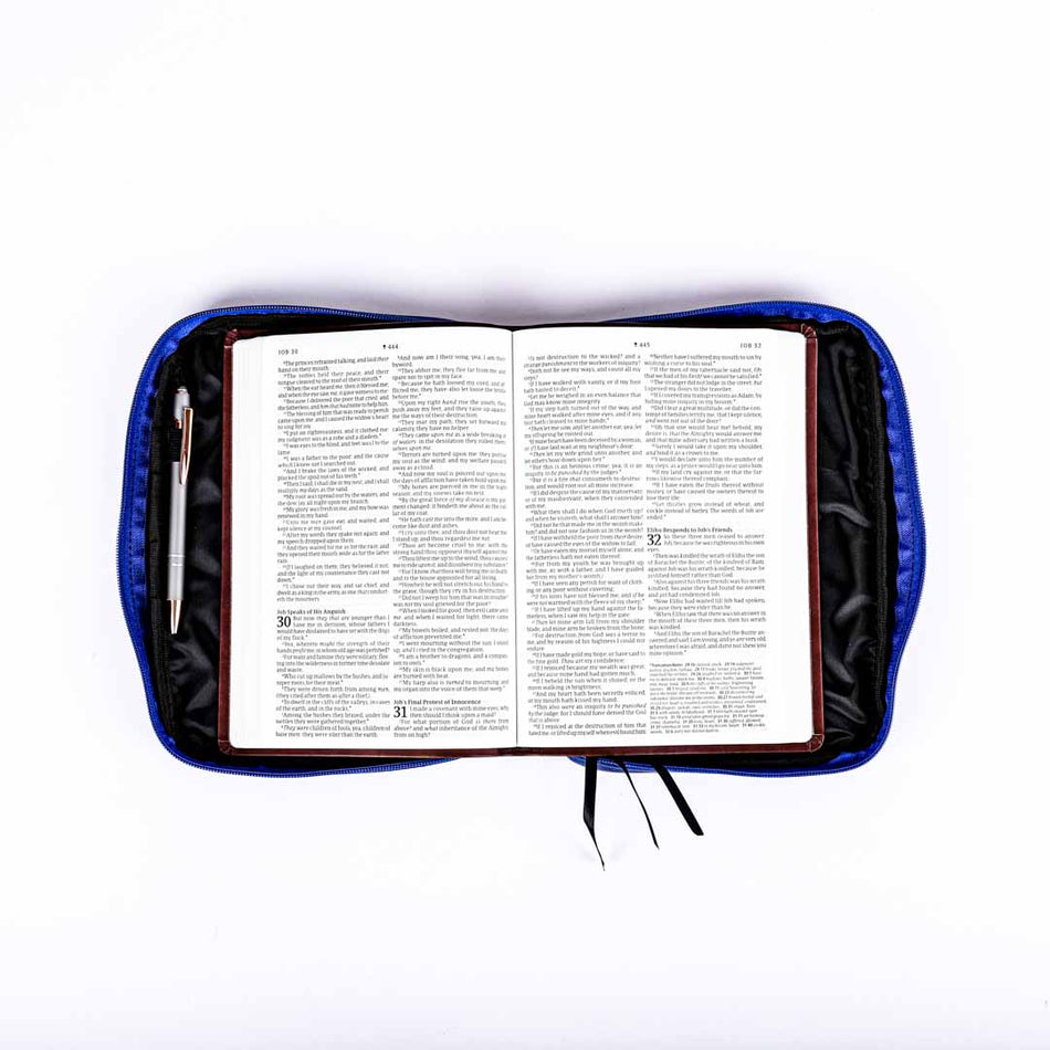 Bible Cover Imitation Leather Multiple Fish 2-Tone Blue Lg