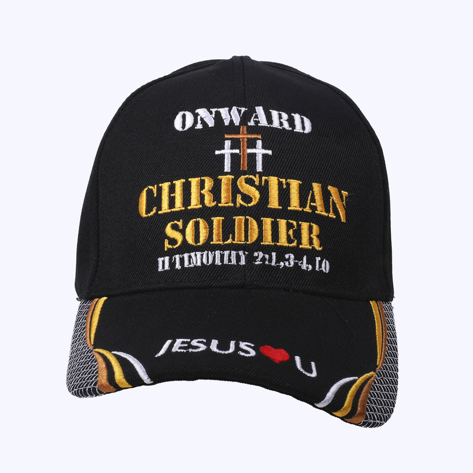 Onward Christian Soldier Cap | Embroidered Christian Faith Hat | Adjustable Fit