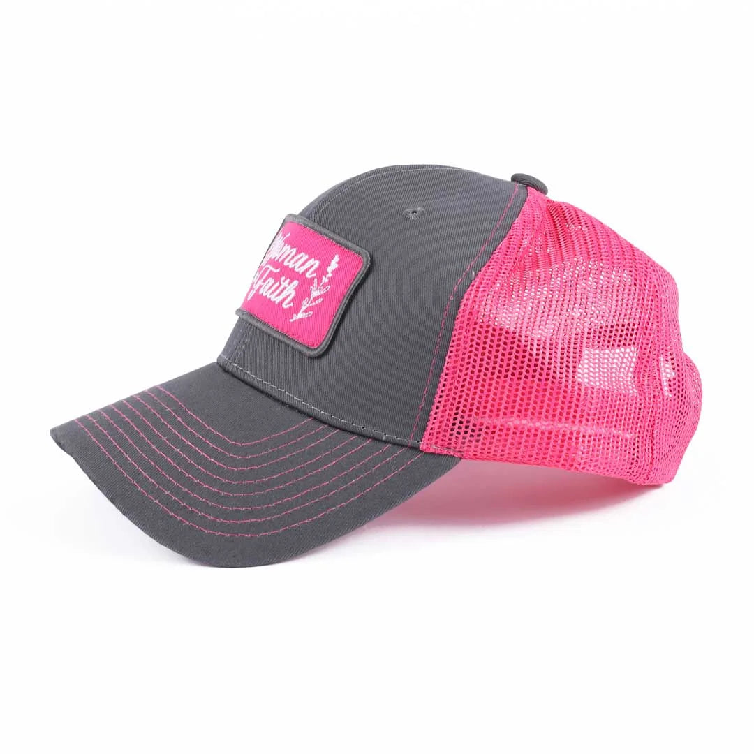 CAP WOMAN OF FAITH GREY/PINK
