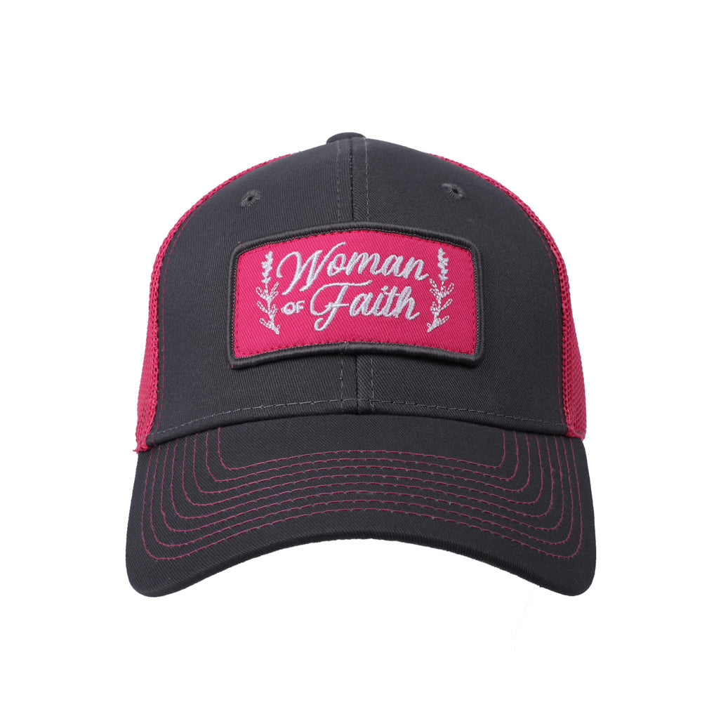 CAP WOMAN OF FAITH GREY/PINK