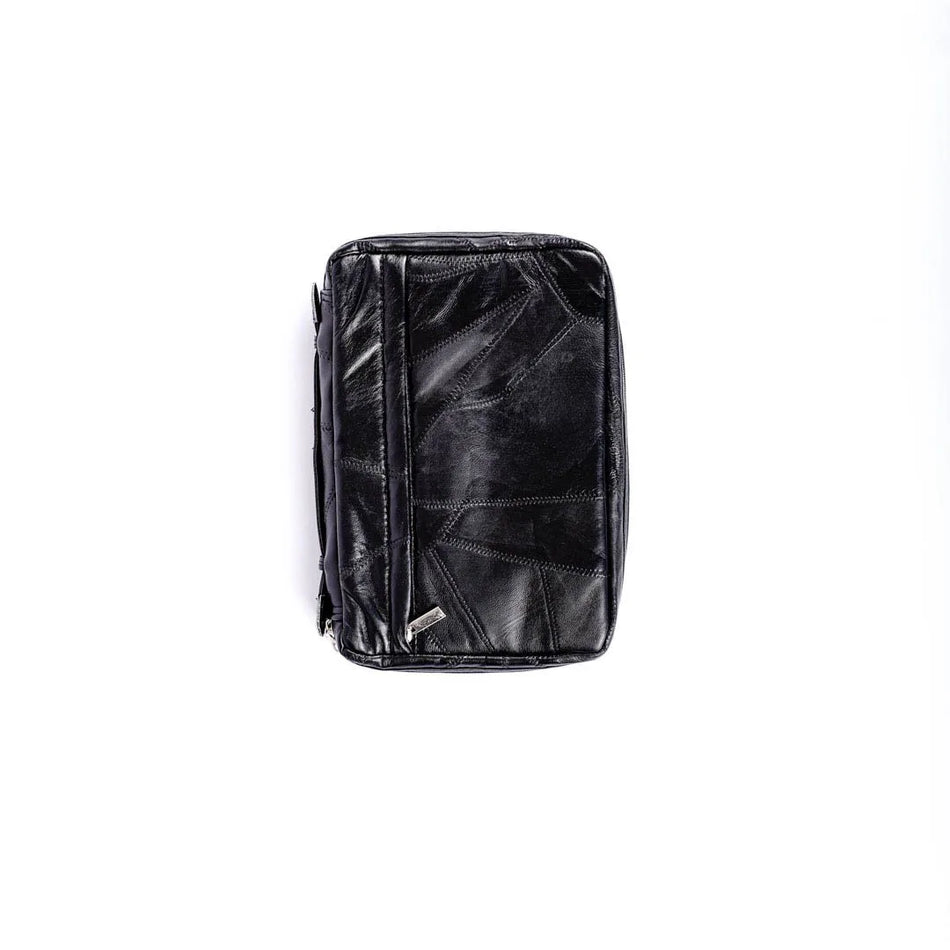 Bible Cover Leather Patchwork Black – Large