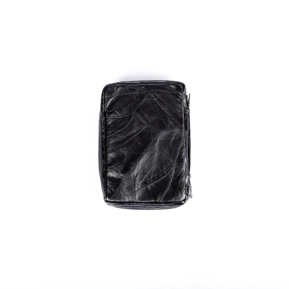 Bible Cover Leather Patchwork Black – Large