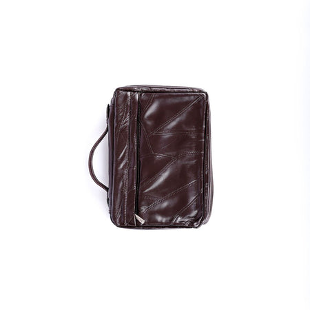BIBLE COVER LEATHER PATCHWORK BROWN L