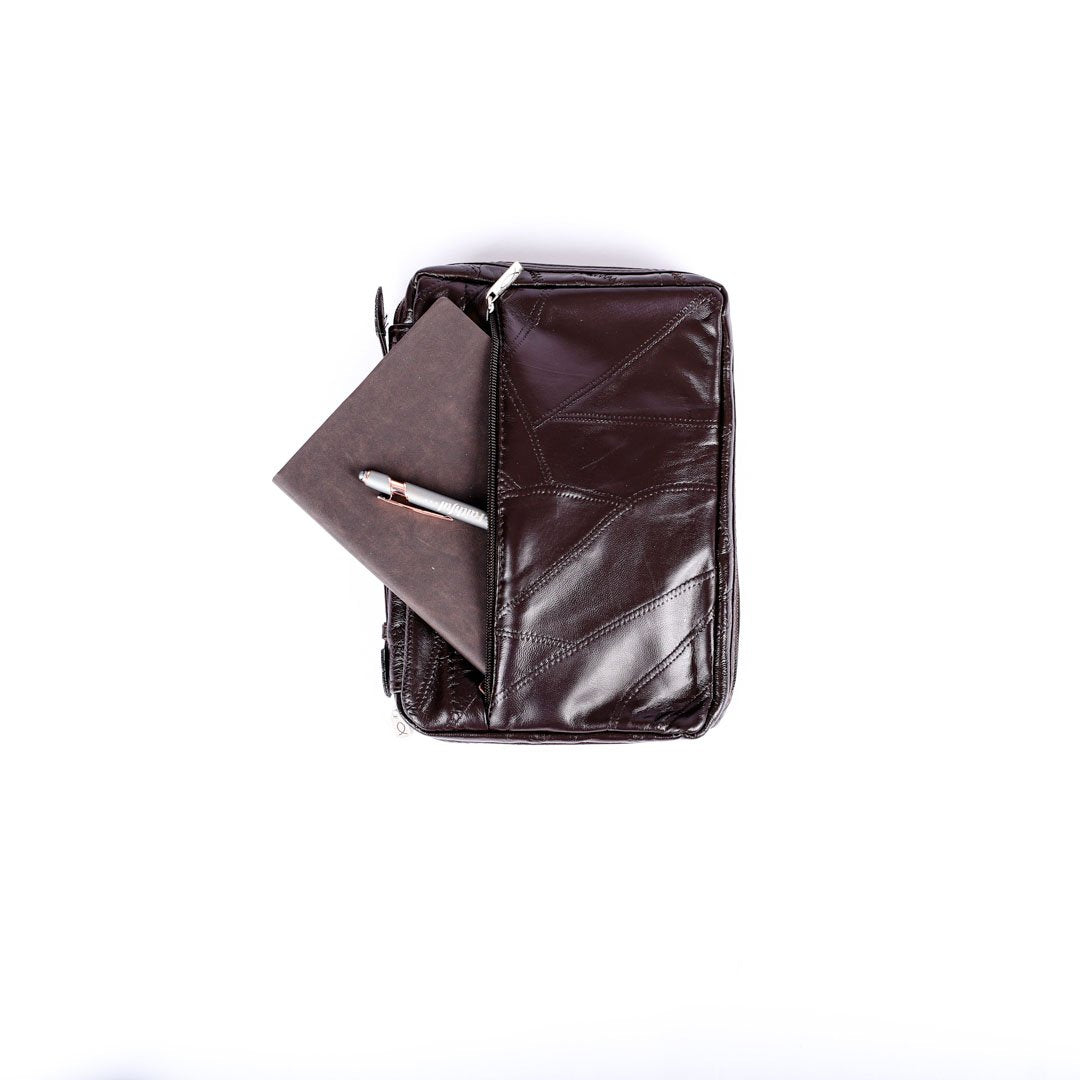 BIBLE COVER LEATHER PATCHWORK BROWN L