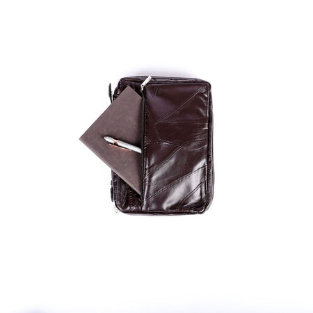 BIBLE COVER LEATHER PATCHWORK BROWN L