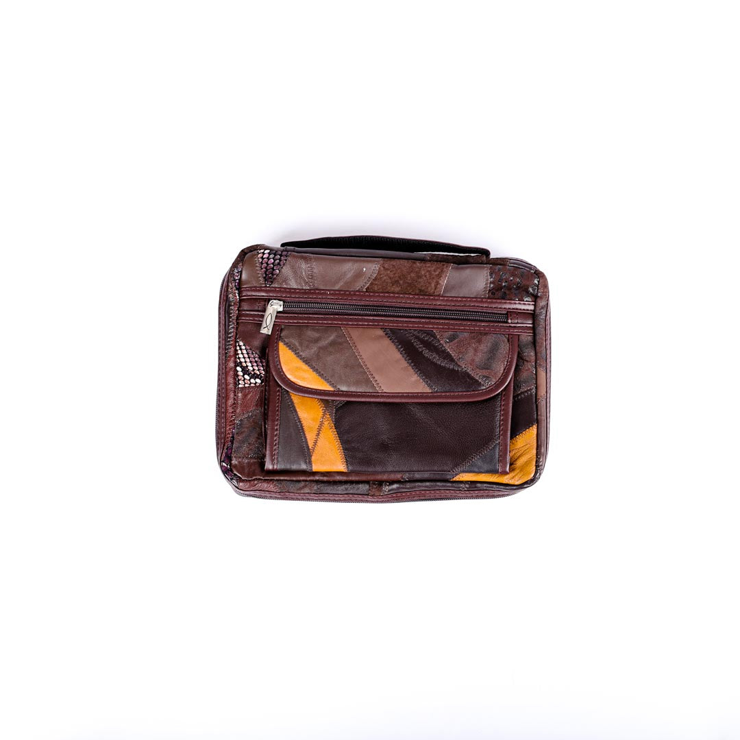 BIBLE COVER PATCHWORK LEATHER BROWN L