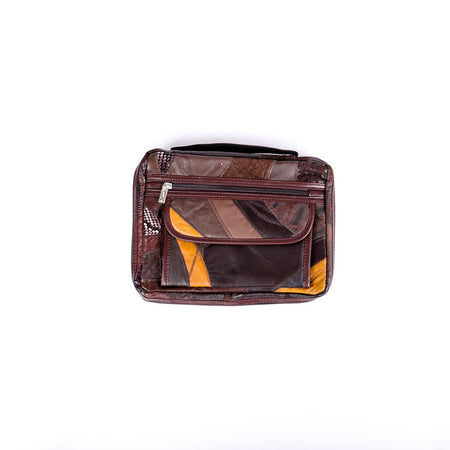 BIBLE COVER PATCHWORK LEATHER BROWN L