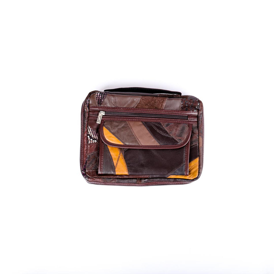 BIBLE COVER PATCHWORK LEATHER BROWN L