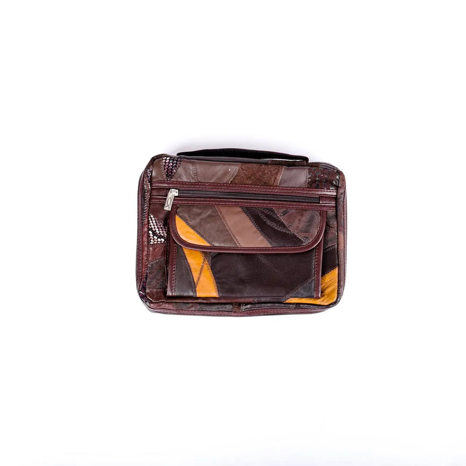 Bible Cover – Patchwork Leather – Brown – Large