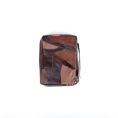 BIBLE COVER PATCHWORK LEATHER BROWN L
